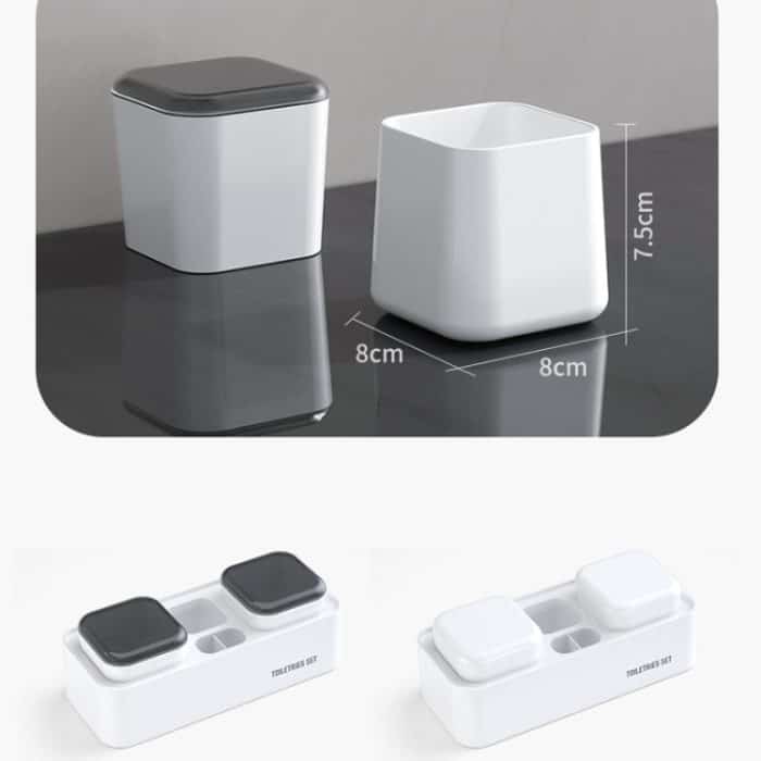 Hotel-Zahnbürstenständer mit Doppelbecher-Desktop-Zahnpastahalter zur Wandmontage – Bild 4