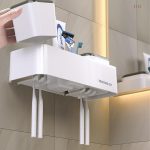 Hotel-Zahnbürstenständer mit Doppelbecher-Desktop-Zahnpastahalter zur Wandmontage – Bild 7