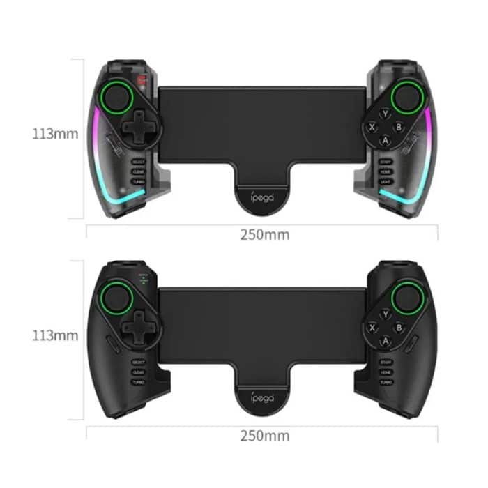 IPEGA Mechanischer Gamepad-Tablet-Handy-Stretch-Wireless-Bluetooth-Griff für N-S / P3 / PC / Switch / Android / IOS, Black, With Colorful Light – Bild 9