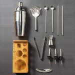 12-in-1-Edelstahl-Barkeeper-Holzständer-Set, Cocktail-Barkeeper-Werkzeuge, 350ml, 550ml, 700ml, 750ml – Bild 6