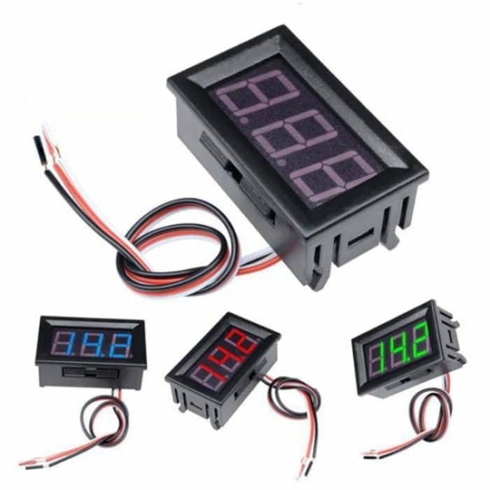 0V-30V 3-Draht-DC-Voltmeter-Klemme 0,56 Zoll LED-Digitalvoltmeter-Zubehör Verpolungsschutz, Red, Blue, Green – Bild 2