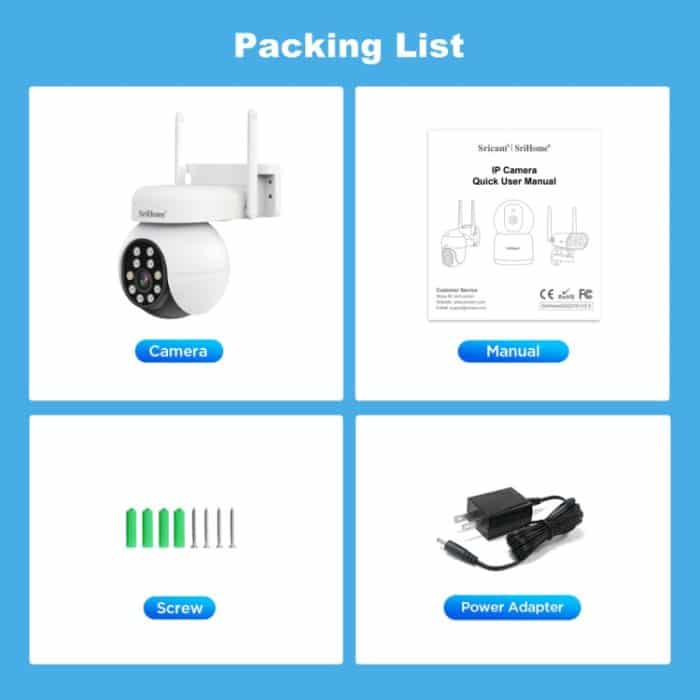 SriHome SH052B Wifi 5MP Drahtlose PTZ IP AI Auto Tracking Sound & Licht Alarm Sternenlicht Farbe Nachtsicht Im Freien überwachung Kamera, EU, US, UK, AU – Bild 4