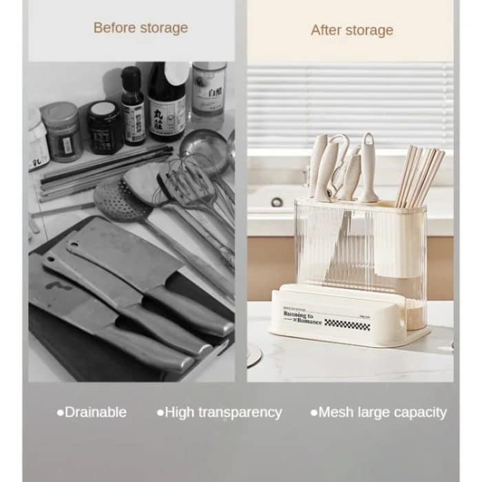 Cremefarbener Küchen-Aufbewahrungsständer, Messerhalter, Schneidebrett, Pot Lid Rack, Knife Rack, 2 In 1 – Bild 8