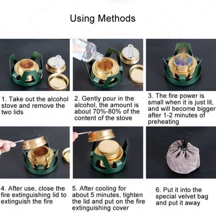 CSTUR Y2218 Outdoor Ultraleichter Aluminiumkocher Camping Angeln Tragbare Flüssigalkoholkocher – Bild 10