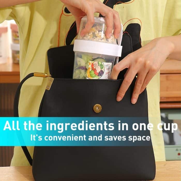 Salat-Mahlzeiten-Shaker-Becher, tragbarer Obst- und Gemüsebehälter mit Gabel-Dressing-Box, Small White, Small Pink, Small Blue, Large White, Large Pink, Large Blue – Bild 7