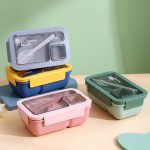 Rechteckige mikrowellengeeignete Lunchbox, hermetische Bento-Box mit Löffel und Stäbchen, Rectangle Blue, Rectangle Pink, Rectangle Green – Bild 2