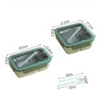 Rechteckige mikrowellengeeignete Lunchbox, hermetische Bento-Box mit Löffel und Stäbchen, Rectangle Blue, Rectangle Pink, Rectangle Green – Bild 3