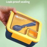 Rechteckige mikrowellengeeignete Lunchbox, hermetische Bento-Box mit Löffel und Stäbchen, Rectangle Blue, Rectangle Pink, Rectangle Green – Bild 5