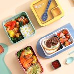 Rechteckige mikrowellengeeignete Lunchbox, hermetische Bento-Box mit Löffel und Stäbchen, Rectangle Blue, Rectangle Pink, Rectangle Green – Bild 10