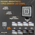 4 Zoll quadratisches Mischlicht Doppelkreis Angel Eye Arbeitslicht, D0103 – Bild 4