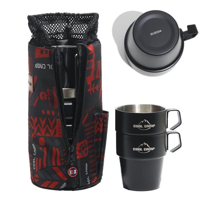 COOL CAMP CF-519 Outdoor Camping 304 Edelstahl Kaffeetasse Wärmedämmung Anti-Verbrühung Doppel-Vakuumbecher, 4 In 1 Set – Bild 2
