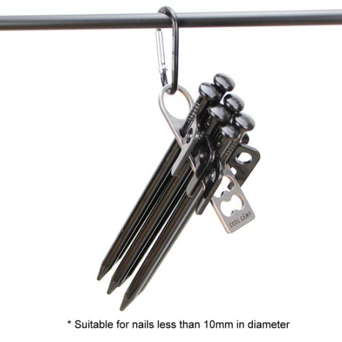 COOLCAMP CF-A207 Outdoor-Camping-Zelthering-Organizer, tragbares Campinghering-Regal aus Edelstahl, 28x105mm – Bild 4