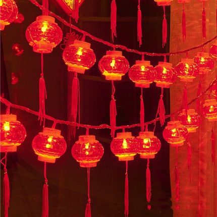 Chinesische rote Laternen-LED-Leuchten für das neue Jahr, 1.5m 10 Light, 3m 20 Light, 6m 40 Light