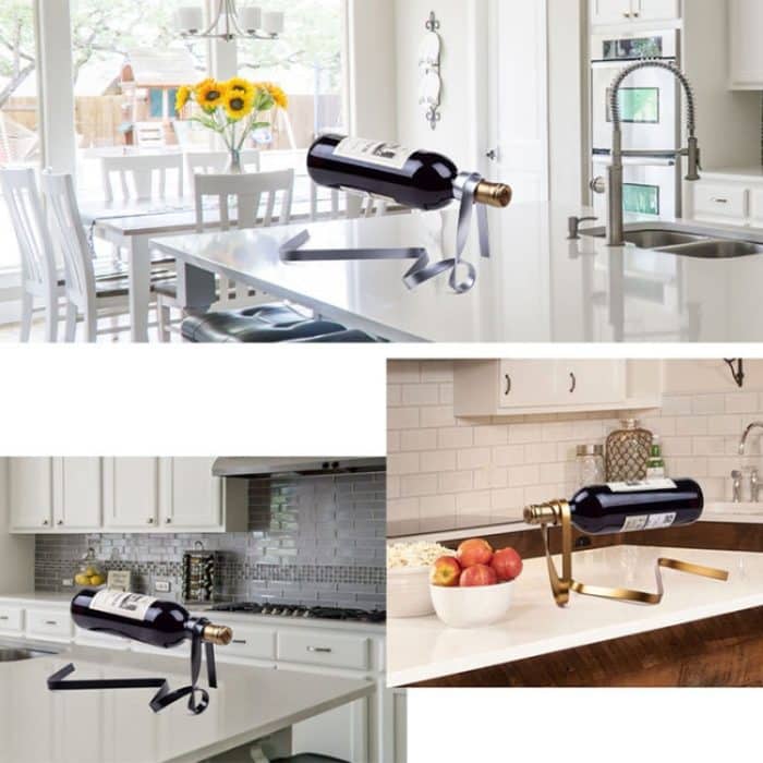 Weinflaschenhalter mit Metallband zum Aufhängen, dekorative Ornamente für den Schreibtisch – Bild 7