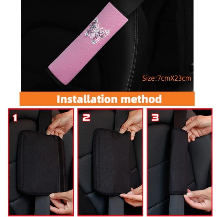 Auto-Sicherheitsgurtbezug, Diamant-Schmetterlings-Schultergurt-Kissenbezug, 6.5x23cm – Bild 4