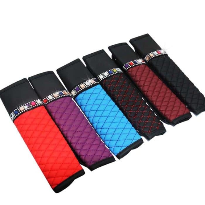 Auto-Sicherheitsgurtbezug aus Leder, Schulterpolster mit glitzernden Diamanten, 6.5x23cm – Bild 3