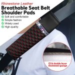Auto-Sicherheitsgurtbezug aus Leder, Schulterpolster mit glitzernden Diamanten, 6.5x23cm – Bild 4