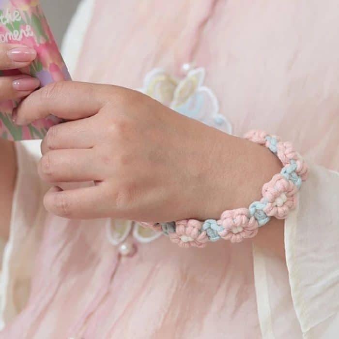 Handgefertigte geflochtene Handykette, Gänseblümchen-Blume, geflochtenes Seil, Schlüsselanhänger, Taschenanhänger – Bild 7