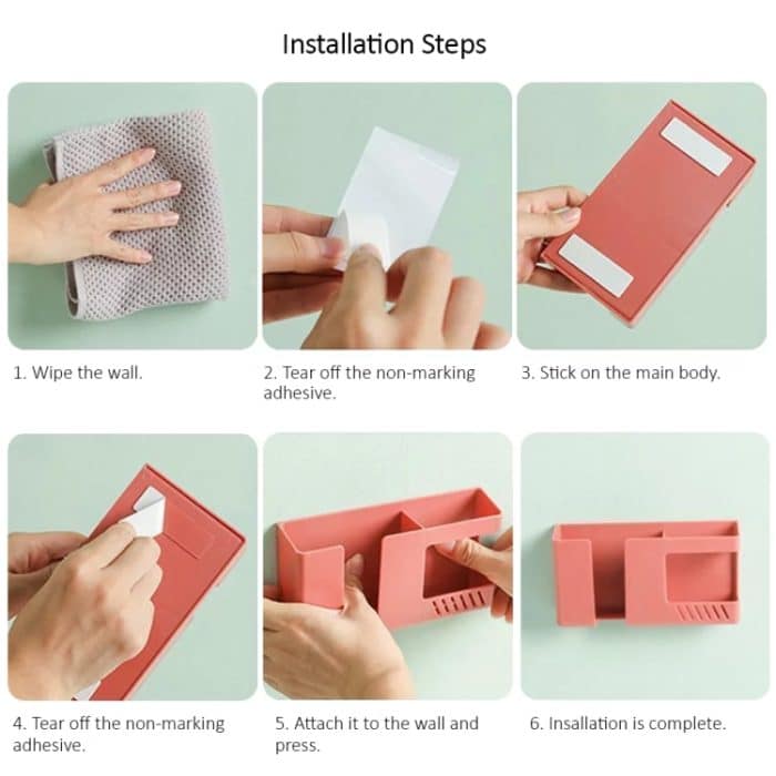 Doppelte Gitter-Wand-Aufbewahrungsbox, Fernbedienung, Kleinigkeiten, Organizer, Handy-Ladehalter, Double Red, Double Yellow, Double Blue – Bild 8