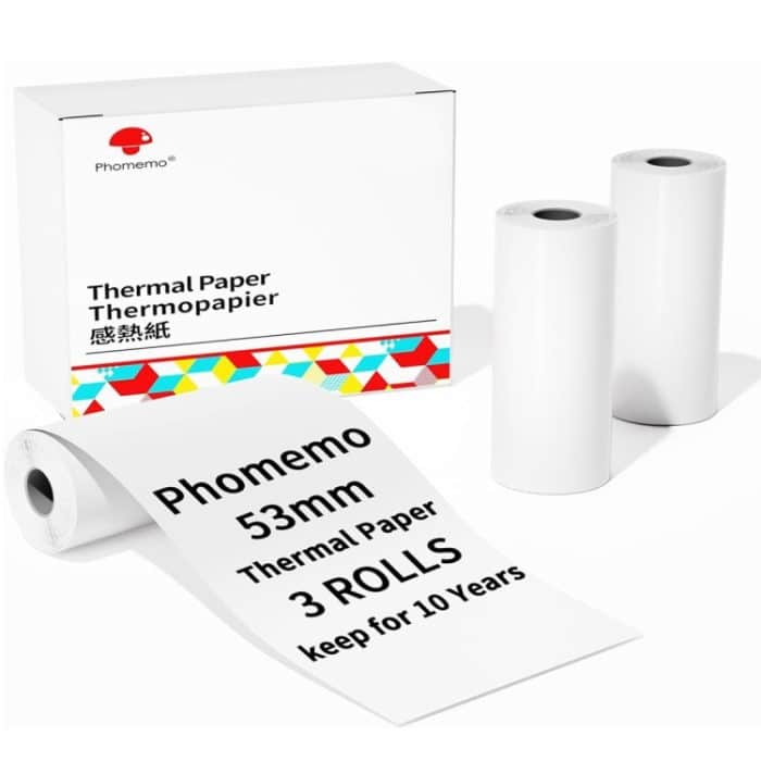 TBD0604486601.jpg Schnelltrocknendes Thermopapier zum Schreiben, 10 Jahre haltbar, für die Drucker M832/M833/M834/M835, Phomemo 3rolls /Box 53mm, Phomemo 3rolls /Box 80mm, Phomemo 3rolls /Box 110mm, Phomemo 2rolls /Box A4, Phomemo 4rolls /Box A4, Phomemo 2rolls /Box Let... – Bild 1