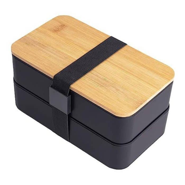 1200 ml tragbares Fach, isolierte, doppelschichtige Lunchbox, mikrowellengeeigneter Lebensmittelbehälter aus Kunststoff, Without  Insulation Bag Black, Without Insulation Bag White, With Insulation Bag Black, With Insulation Bag White – Bild 1