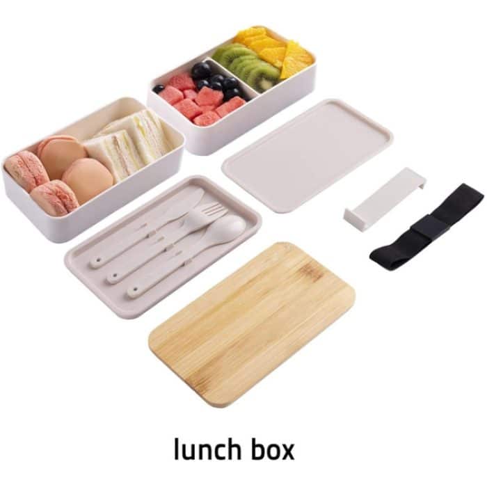 1200 ml tragbares Fach, isolierte, doppelschichtige Lunchbox, mikrowellengeeigneter Lebensmittelbehälter aus Kunststoff, Without  Insulation Bag Black, Without Insulation Bag White, With Insulation Bag Black, With Insulation Bag White – Bild 3