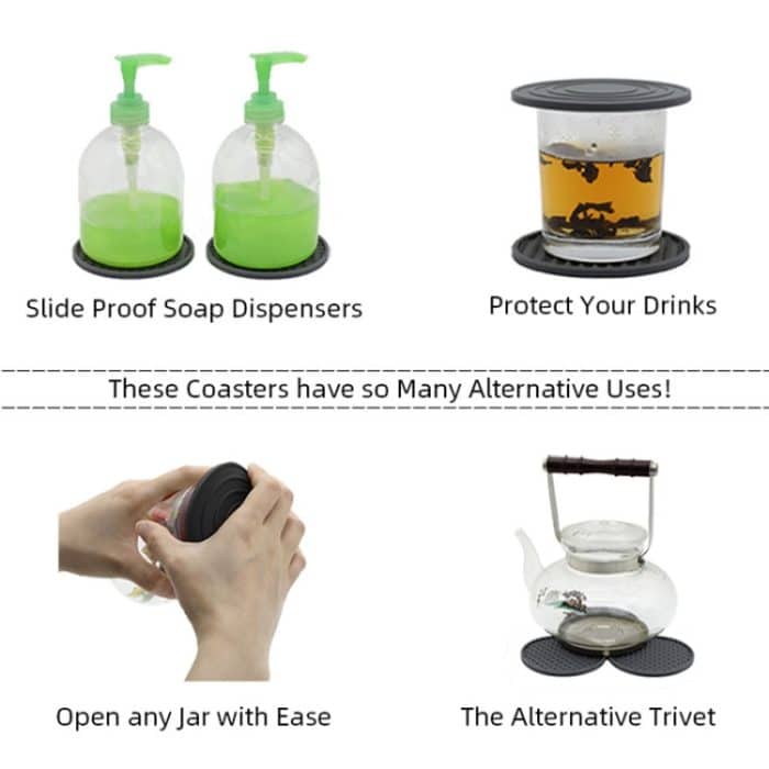 10 cm runder, verdickter Silikon-Untersetzer mit unregelmäßiger Pyramidenform für Teetassen – Bild 5