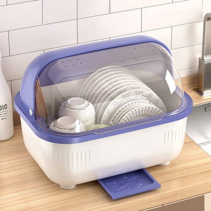 Haushaltsstaubdichte Küchengeschirr-Aufbewahrungsbox, Geschirr-Abflussregal, S (Purple), S (Blue), S (Yellow), L (Purple), L (Blue), L (Yellow), XL (Purple), XL (Blue), XL (Yellow) – Bild 2