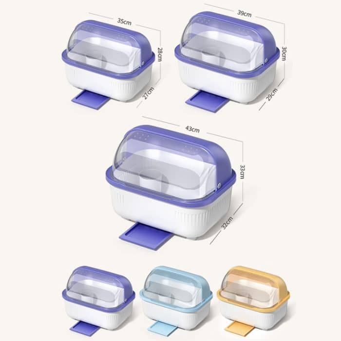 Haushaltsstaubdichte Küchengeschirr-Aufbewahrungsbox, Geschirr-Abflussregal, S (Purple), S (Blue), S (Yellow), L (Purple), L (Blue), L (Yellow), XL (Purple), XL (Blue), XL (Yellow) – Bild 3