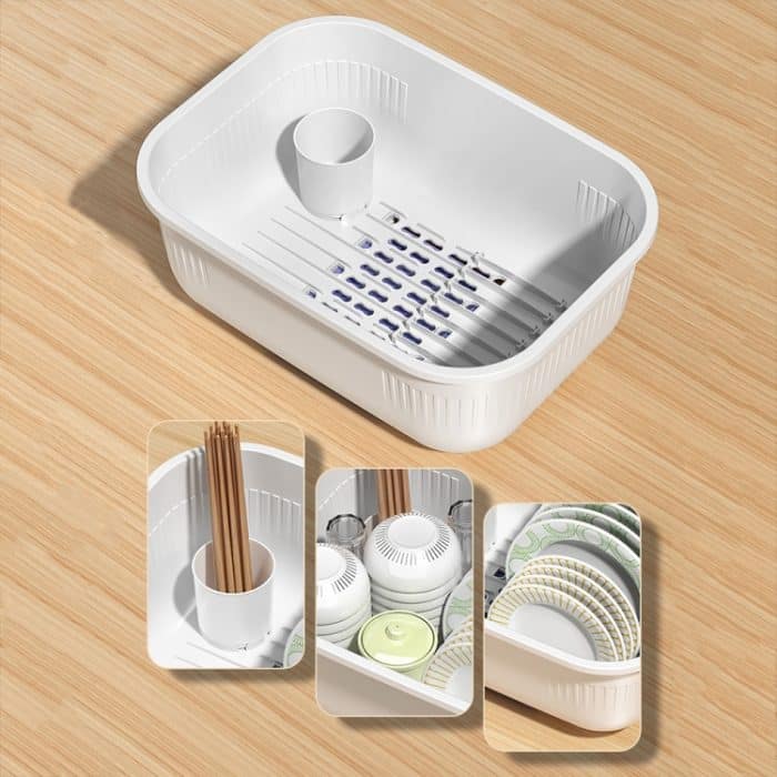 Haushaltsstaubdichte Küchengeschirr-Aufbewahrungsbox, Geschirr-Abflussregal, S (Purple), S (Blue), S (Yellow), L (Purple), L (Blue), L (Yellow), XL (Purple), XL (Blue), XL (Yellow) – Bild 7