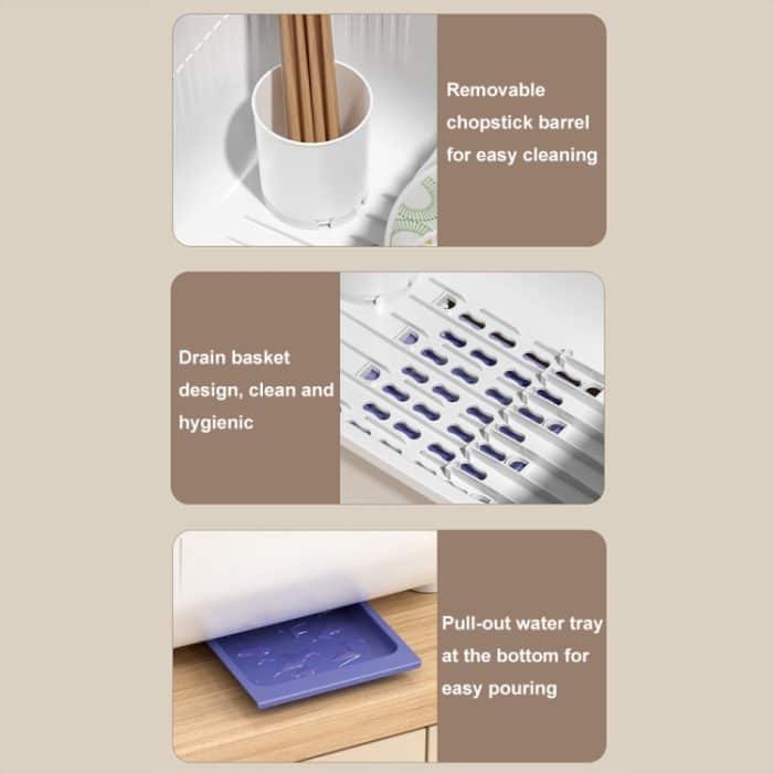 Haushaltsstaubdichte Küchengeschirr-Aufbewahrungsbox, Geschirr-Abflussregal, S (Purple), S (Blue), S (Yellow), L (Purple), L (Blue), L (Yellow), XL (Purple), XL (Blue), XL (Yellow) – Bild 8