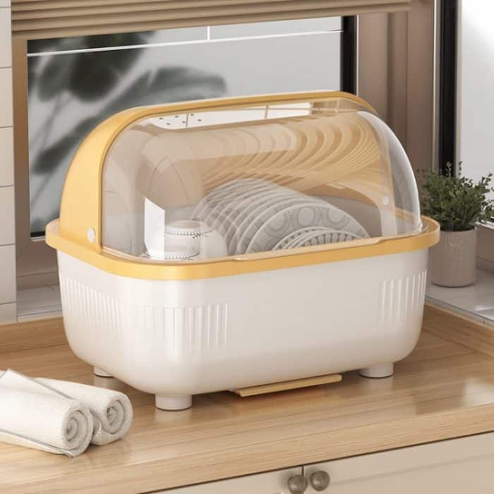 Haushaltsstaubdichte Küchengeschirr-Aufbewahrungsbox, Geschirr-Abflussregal, S (Purple), S (Blue), S (Yellow), L (Purple), L (Blue), L (Yellow), XL (Purple), XL (Blue), XL (Yellow) – Bild 9