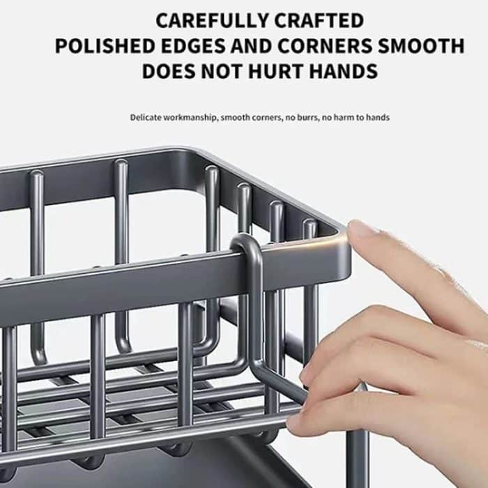 Küchenspüle, multifunktionales Abflussregal, Schwammlappen-Aufbewahrungsregal, Gray, Black, White, With Pole Gray, With Pole Black, With Pole White – Bild 8