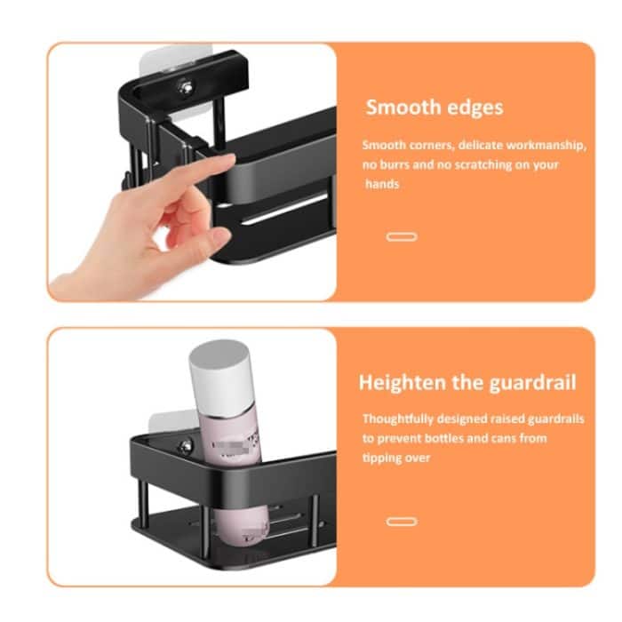 Wandmontiertes Küchen- und Badezimmerregal mit 4 Haken, Only Shelf, Shelf + Pole, Shelf + Cup, Shelf + Pole+Cup – Bild 8