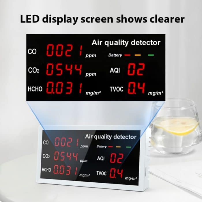 Tragbarer 5-in-1-Innenraum-Luftmonitor, TVOC-Formaldehyd-Detektor, 5-in-1(White), 5-in-1(Light Gray) – Bild 6