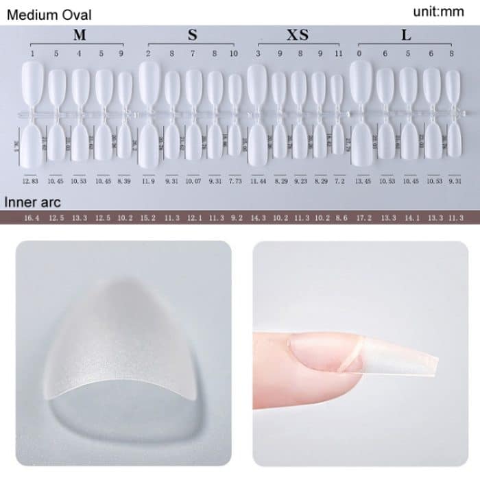 10 Paar tragbare Maniküre-Tabletten mit Frosted-Codierung zu je 100 Stück/Karton, Short Ellipse S, Long Ladder XS, Long Ladder S, Long Ladder M, Long Ladder L, Long Ellipse XS, Long Ellipse S, Long Ellipse M, Long Ellipse L, Medium Oval XS, Medium Oval... – Bild 10