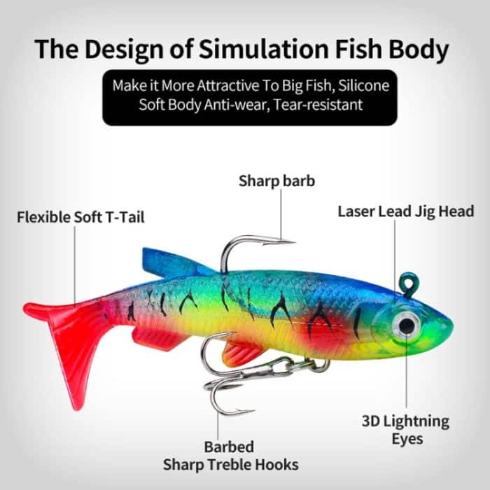 PROBEROS DW6087 T-Tail Blei Fisch Weichköder Wolfsbarsch Bootsangeln Bionic Fake Bait, 7.5cm/13.5g – Bild 9