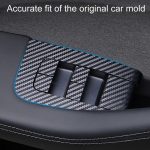 4 teile/satz Für Tesla Modell 3 Lift Fenster Taste Aufkleber Auto Innen, Carbon Fiber, Starry Line – Bild 5