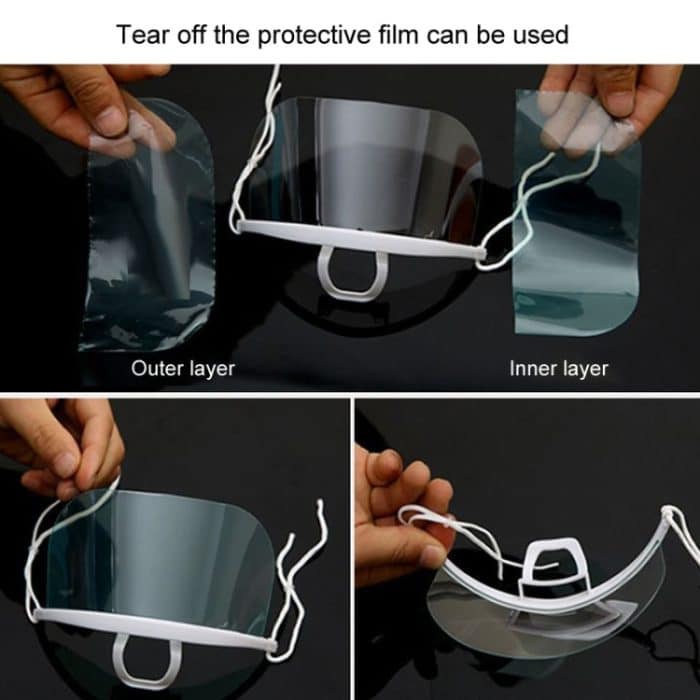 10 Stück/Beutel, recycelbare, transparente Restaurant-Maske, Chef-Antibeschlag- und Anti-Spucke-Kunststoffmasken – Bild 10