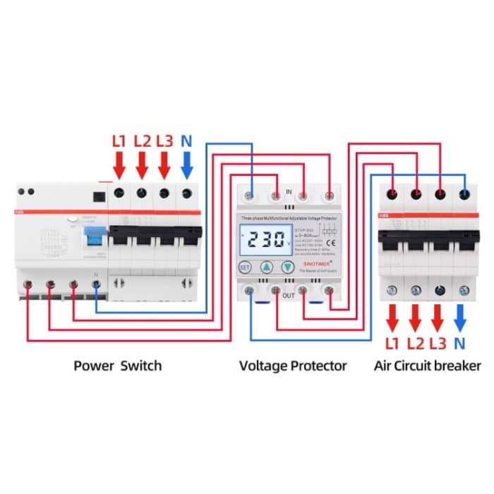 3-Phasen-380-V-LCD-Selbstrückstellender, einstellbarer Überspannungsschutz, SINOTIMER STVP-932 40A, SINOTIMER STVP-932 50A, SINOTIMER STVP-932 63A, SINOTIMER STVP-932 80A – Bild 8