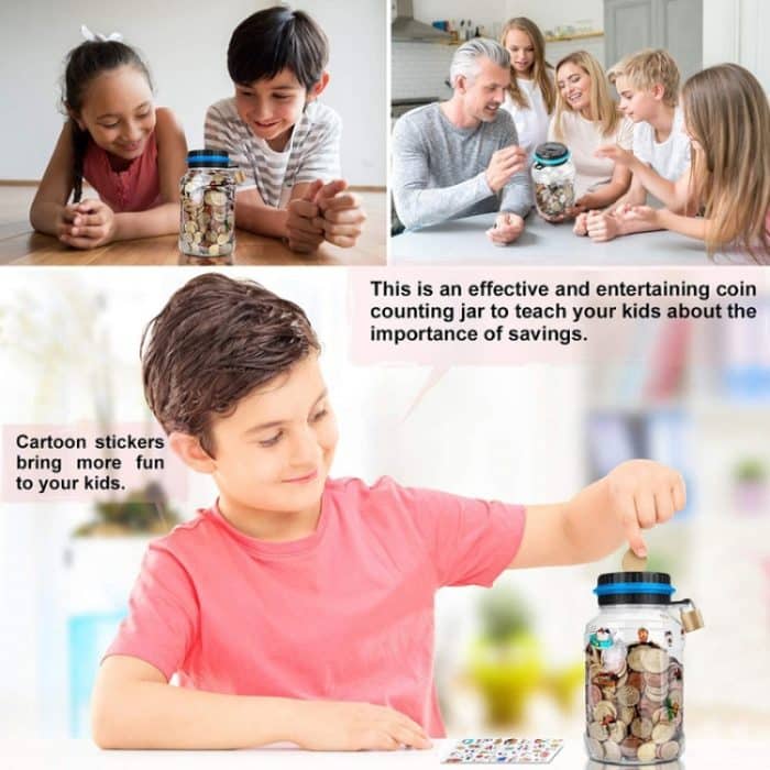 Zählsparschwein mit digitaler Anzeige und Schloss, EUR, GBP, Australian Dollar, Canadian Dollar, Mexican Dollar, Swiss Franc, US Dollar, Singapore Dollars – Bild 5