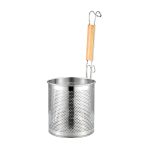 Haushalt Edelstahl Holzgriff Löffel Küche Filterung Pulver Öl Leck Braten Korb, 12cm Round Handle, 14cm Round Handle, 16cm Round Handle, 18cm Round Handle, 20cm Round Handle, 12cm Flat Handle, 14cm Flat Handle, 16cm Flat Handle, 18cm Flat Handle...