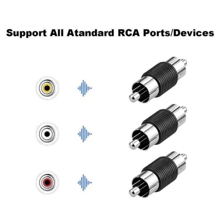 10 Stück RCA-Lotuskopf, gerader Durchgangsstecker, Überwachungs-Audio-Adapter, AV-Stoßverbindung, RCA Male to RCA Male – Bild 4