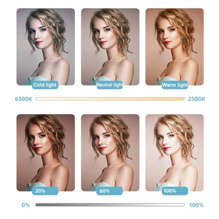 W64 64LEDs Videokonferenzen Mobile Laptop Live Fülllicht Fotografie Taschenlampe, Clip Set, Clip+Tripod Set – Bild 5