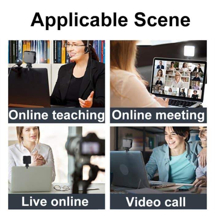 W64 64LEDs Videokonferenzen Mobile Laptop Live Fülllicht Fotografie Taschenlampe, Clip Set, Clip+Tripod Set – Bild 7