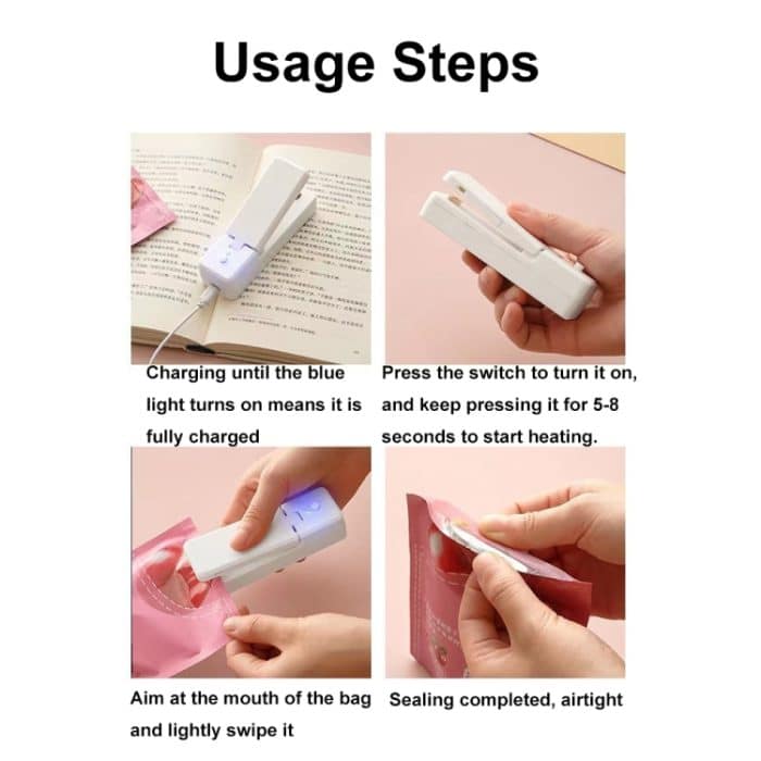 USB-Aufladung, Mini-Magnetversiegelungsmaschine, tragbarer Versiegelungsclip für Lebensmittel, feuchtigkeitsbeständig – Bild 7