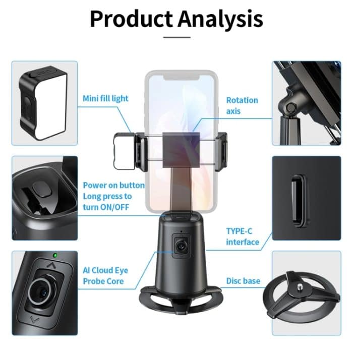 Pixel A200 Auto-Tracking-Gimbal-Stabilisator, 360-Grad-Drehung, Selfie-Stick mit Fülllicht, A200 Set 1, A200 Set 2, A200 Set 3 – Bild 14