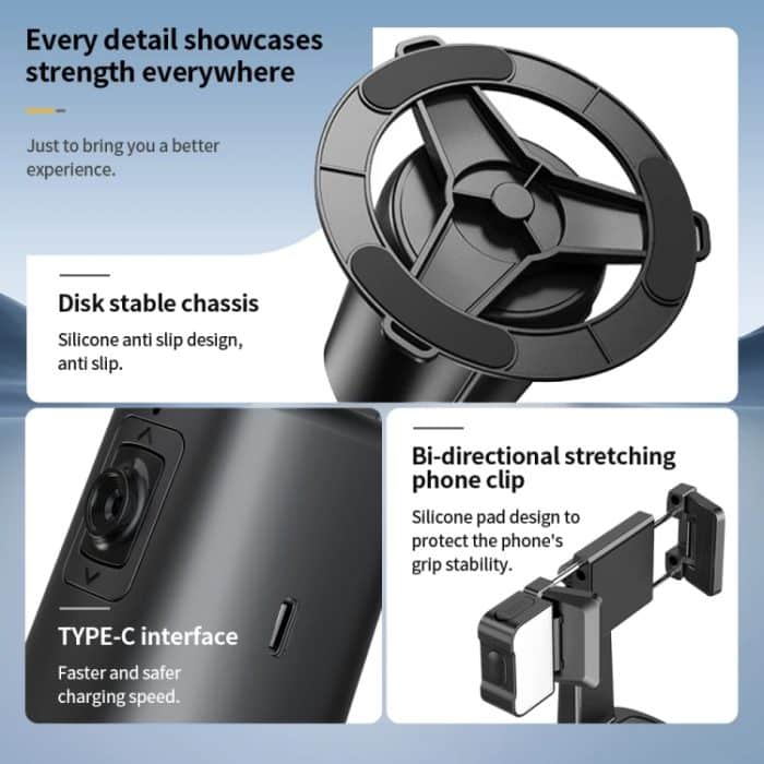 Pixel A200 Auto-Tracking-Gimbal-Stabilisator, 360-Grad-Drehung, Selfie-Stick mit Fülllicht, A200 Set 1, A200 Set 2, A200 Set 3 – Bild 16