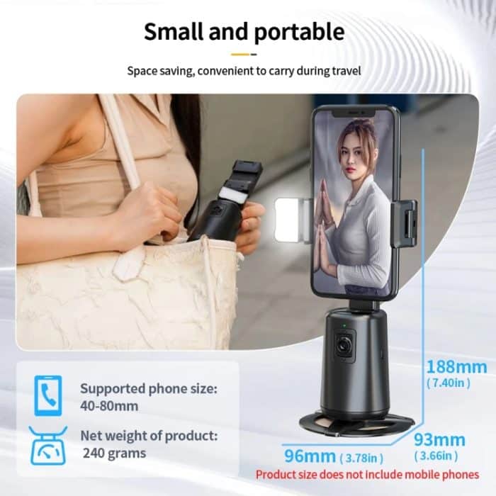 Pixel A200 Auto-Tracking-Gimbal-Stabilisator, 360-Grad-Drehung, Selfie-Stick mit Fülllicht, A200 Set 1, A200 Set 2, A200 Set 3 – Bild 9