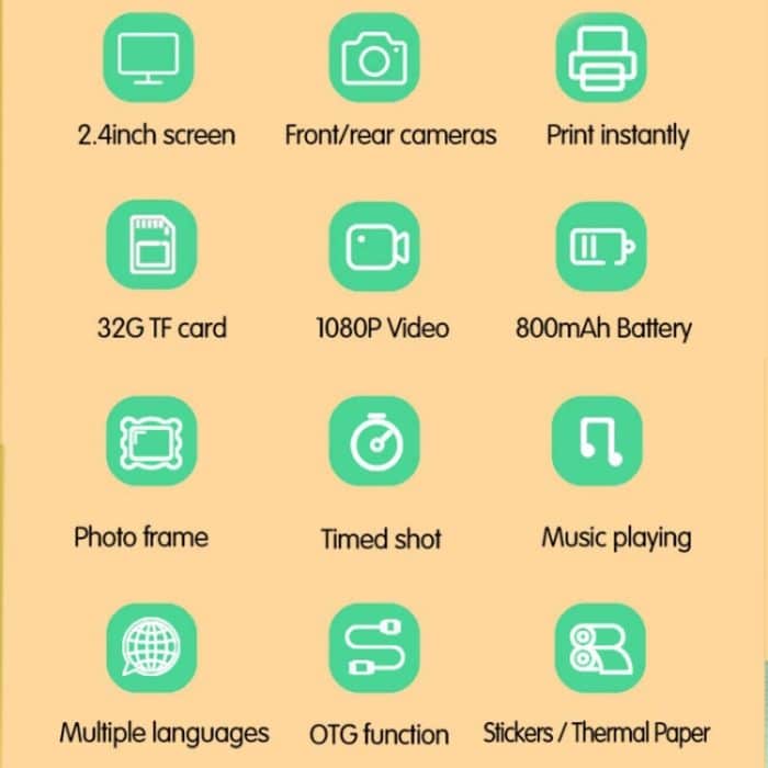 2,4 Zoll 1080P HD Sofortdruckkamera Kinder-Thermodrucker mit 32G TF-Karte – Bild 4